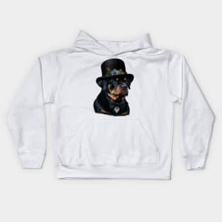 Rottweiler Funny Top Hat Kids Hoodie